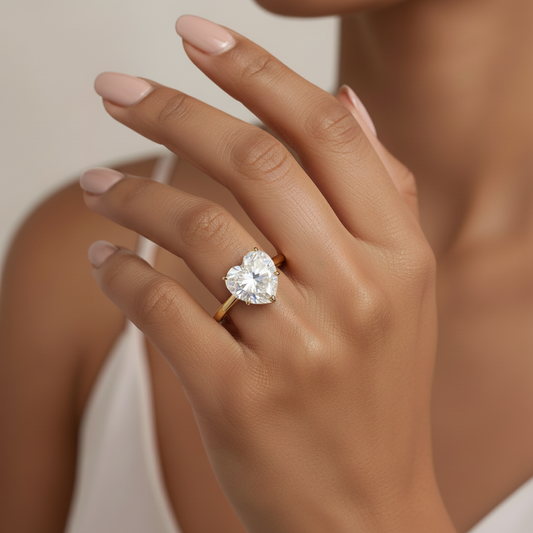 Bague en Moissanite Taille Cœur – Éclat d’Amour et Élégance Éternelle