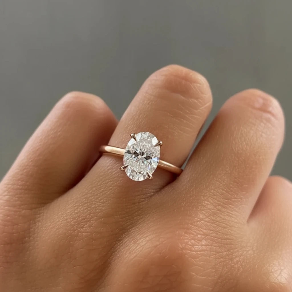 Bague Solitaire en Moissanite Ovale – Élégance Intemporelle